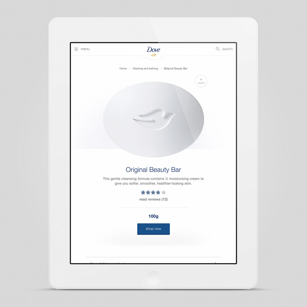 Dove product detail page design