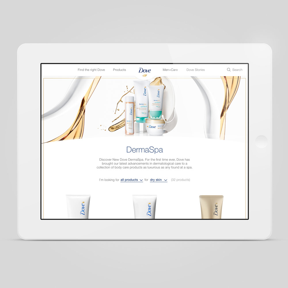 Dove product listing page design